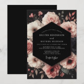 Blush Onyx Boeket Bruiloft Kaart (Voorkant / Achterkant)