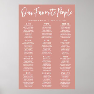 Blush onze favoriete mensen bruiloft zitplaatsenka poster