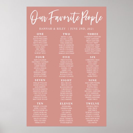 Blush onze favoriete mensen bruiloft zitplaatsenka poster (Voorkant)