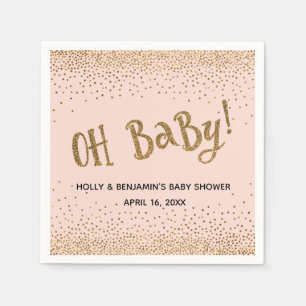 Blush op "Oh Baby!" Gouden Glitter Confetti Namen, Servet