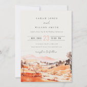 Blush Orange Watercolor Woods Mountain Wedding Kaart (Voorkant)