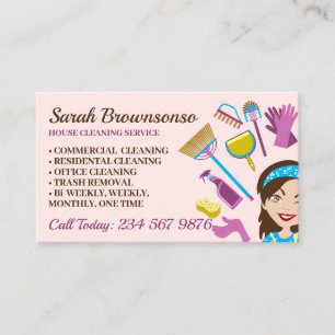 Blush Oranje Janitorial Lady House Cleaning Visitekaartje
