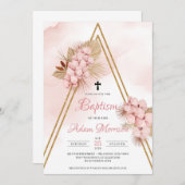 Blush orchid Dried Palm Leaves Gold Arch Baptisme Kaart (Voorkant / Achterkant)