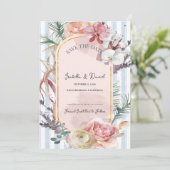 Blush Orchid Tropical Wedding Save the Date Aankondiging (Staand voorkant)