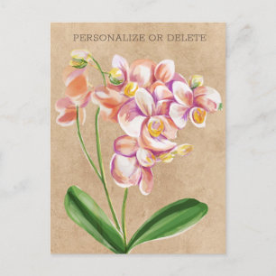 Blush Orchid Watercolor Chic Bloemige Persoonlijke Briefkaart