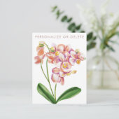   Blush Orchide Waterverf Chic Bloemstuk Persoonli Briefkaart (Staand voorkant)