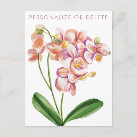   Blush Orchide Waterverf Chic Bloemstuk Persoonli Briefkaart (Voorkant)