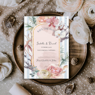 Blush Orchidee Tropische Trouwkaart Save the Date Aankondiging
