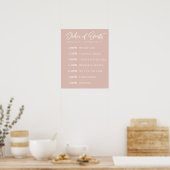 Blush Order of Events Wedding Day Schedule Poster (Keuken)