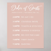 Blush Order of Events Wedding Day Schedule Poster (Voorkant)