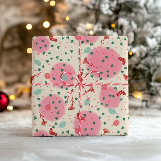Blush Ornaments & Stockings – Retro Christmas Cadeaupapier