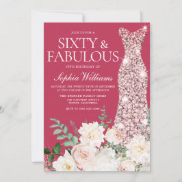 Blush & ory, Roos Gold en magenta 60e verjaardag Kaart