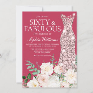 Blush & ory, Roos Gold en magenta 60e verjaardag Kaart