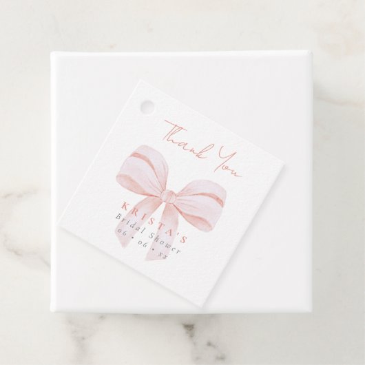 Blush Oversize Bow Vrijgezellenfeest Dank u Bedankjes Labels (In situ)