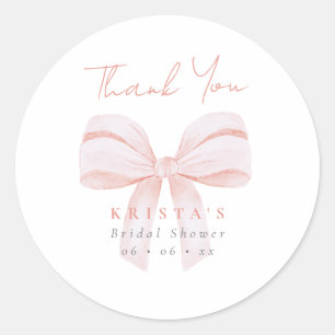 Blush Oversize Bow Vrijgezellenfeest Dank u Ronde Sticker