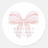 Blush Oversize Bow Vrijgezellenfeest Favor Ronde Sticker (Voorkant)