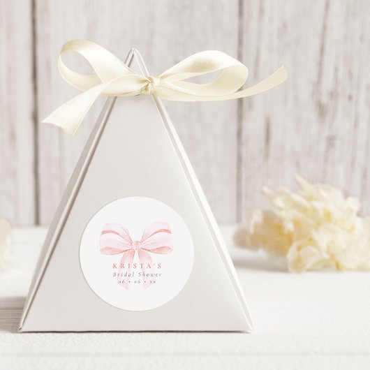Blush Oversize Bow Vrijgezellenfeest Favor Ronde Sticker