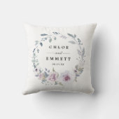 Blush Paarse Bloemen Bruids Bruiloft Paar Kussen (Achterkant)