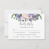 Blush Paarse Bloemen Bruiloft Maaltijd Keuze RSVP  (Voorkant)