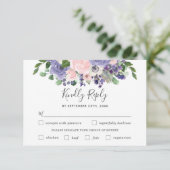 Blush Paarse Bloemen Bruiloft Maaltijd Keuze RSVP  (Staand voorkant)