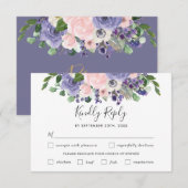 Blush Paarse Bloemen Bruiloft Maaltijd Keuze RSVP  (Voorkant / Achterkant)