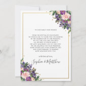 Blush Paarse Bloemen Goud Geometrische Foto Bruilo Bedankkaart (Achterkant)