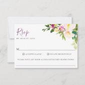 Blush Paarse Bloemen Trouwvoeding Allergie RSVP Ca (Voorkant)