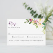 Blush Paarse Bloemen Trouwvoeding Allergie RSVP Ca (Staand voorkant)