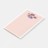Blush Paarse Boho Bloemen Wit Monogram Post-it® Notes (Schuin)