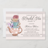  Blush Paarse Floral Bridal Tea Party Kaart (Voorkant)