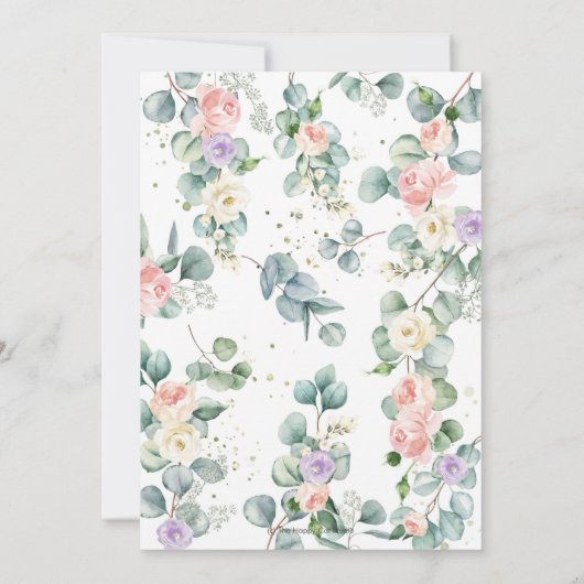 Blush Paarse Floral Elephant Baby shower per post Kaart (Achterkant)