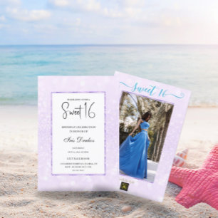 Blush paarse glitter elegant chic Sweet 16 Kaart