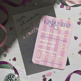 Blush & Paarse Lente Disco RSVP Bruiloft Informatiekaartje