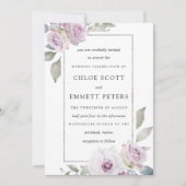 Blush Paarse Roos Floral Silver Wedding Kaart (Voorkant)