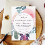 Blush Paarse Turquoise Wedding Rehearsal Dinner<br><div class="desc">Waterverf verfde rozen met turkooizen en paarse bladeren. Editable tekst voor om het even welke trouwgebeurtenis. Casual rsvp-formulering op de achterkant.</div>