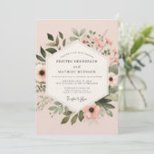Blush Painted Anemone Wedding Kaart (Staand voorkant)