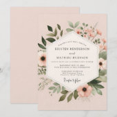 Blush Painted Anemone Wedding Kaart (Voorkant / Achterkant)