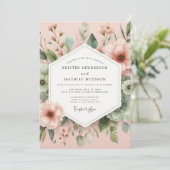 Blush Painterly Botanical Wedding Kaart (Staand voorkant)