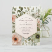 Blush Painterly Flora Wedding Kaart (Staand voorkant)