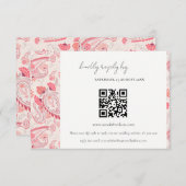 Blush Paisley Typography Weddenschap RSVP QR Code Informatiekaartje (Voorkant / Achterkant)