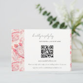 Blush Paisley Typography Weddenschap RSVP QR Code Informatiekaartje (Staand voorkant)