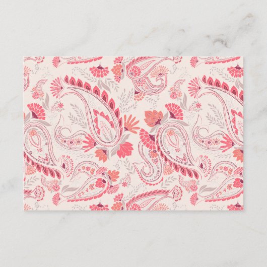 Blush Paisley Typography Weddenschap RSVP QR Code Informatiekaartje (Achterkant)