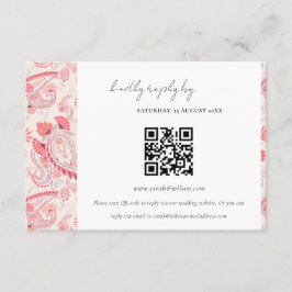 Blush Paisley Typography Weddenschap RSVP QR Code Informatiekaartje
