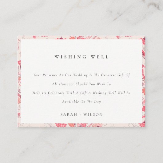 Blush Paisley Typography Wedding Wishing Well Informatiekaartje (Voorkant)