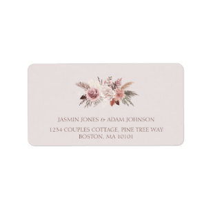 Blush Pampas Boho Wedding Return Adreslabel Etiket