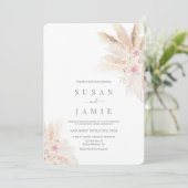 Blush Pampas Boho Wedding-uitnodiging Kaart (Staand voorkant)