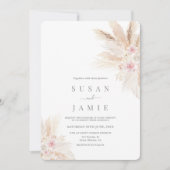 Blush Pampas Boho Wedding-uitnodiging Kaart (Voorkant)