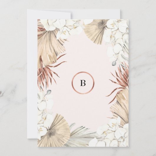 Blush Pampas en Roos Gold Foil Wedding Invitation Kaart (Achterkant)