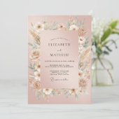 Blush Pampas Gras Eucalyptus Bruiloft Kaart (Staand voorkant)