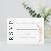 Blush Pampas Gras Minimalistische Trouw RSVP Kaart (Staand voorkant)